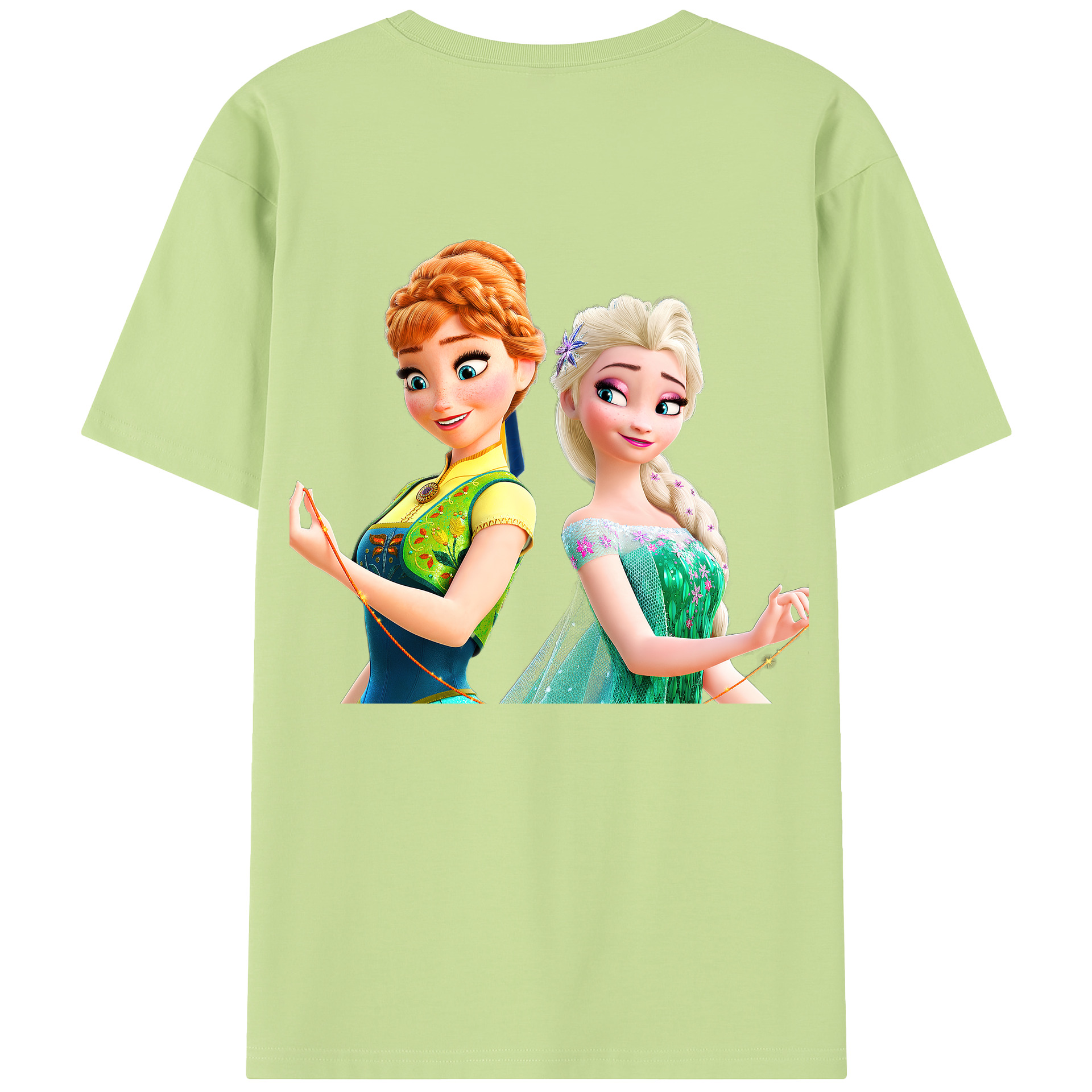 （画像用） アナと雪の女王 アンナ エルサ Frozen Anna Elsa 綿100％半袖Tシャツ（背面プリント）